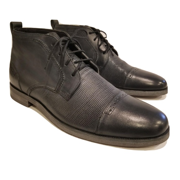 Stacy Adams Men\'s Ankle Boots Size 8.5 Leather Black Lace Up Cap Toe Shoes main image 7